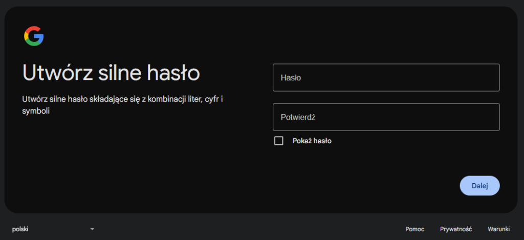Podaj hasło do Gmail